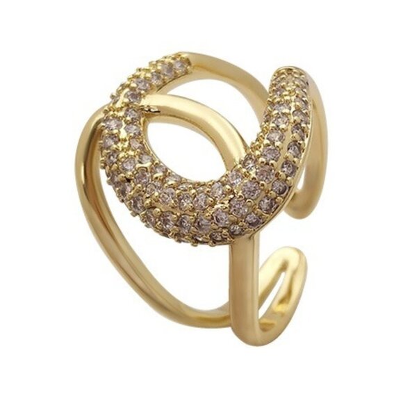 Twist Design Rhinestone Decorative Ring - Picture 3 of 3